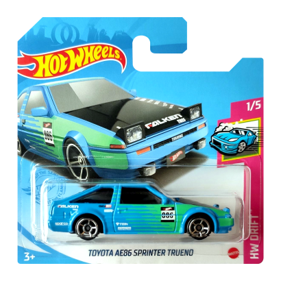 Машинка Базовая Hot Wheels Toyota AE86 Sprinter Trueno Falken Drift 1:64 GTB26 Blue - Retromagaz