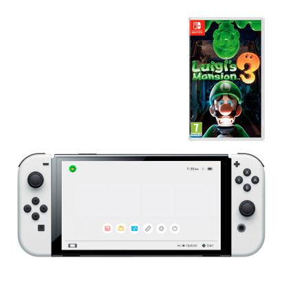 Набір Консоль Nintendo Switch OLED Model HEG-001 64GB White Новий + Гра Luigi's Mansion 3 Англійська Версія - Retromagaz