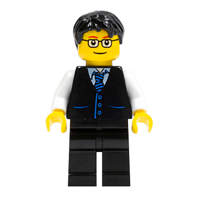 Фігурка Lego People 973pb0321 Black Vest with Blue Striped Tie City twn052 Б/У - Retromagaz