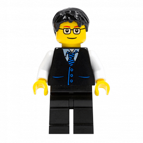 Фигурка Lego People 973pb0321 Black Vest with Blue Striped Tie City twn052 Б/У