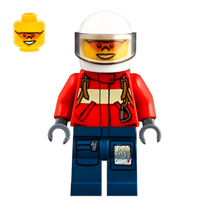 Фигурка Lego Fire 973pb1010 Pilot Male Red Fire Suit with Carabiner City cty0278 Б/У - Retromagaz