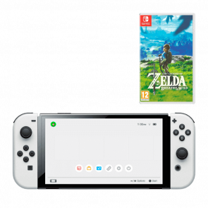 Набор Консоль Nintendo Switch OLED Model HEG-001 64GB White Новый  + Игра The Legend of Zelda Breath of The Wild Русская Озвучка - Retromagaz