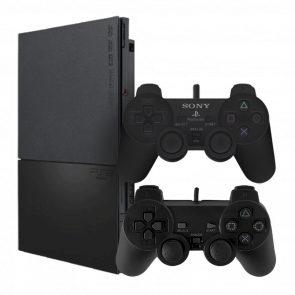 Набір Консоль Sony PlayStation 2 Slim SCPH-9xxx Europe Black Б/У  + Геймпад Дротовий DualShock 2 SCPH-10010 - Retromagaz