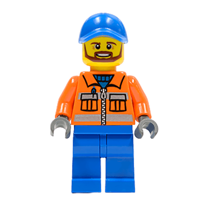 Фігурка Lego Construction 973pb0263 Worker Orange Zipper Safety Stripes City twn231 Б/У - Retromagaz