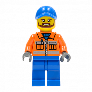 Фигурка Lego Construction 973pb0263 Worker Orange Zipper Safety Stripes City twn231 Б/У