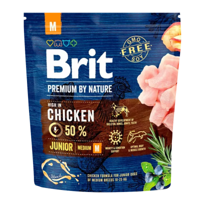 Сухой Корм для Собак Brit Premium Junior M Курица 1kg - Retromagaz