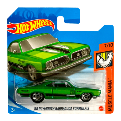 Машинка Базова Hot Wheels '68 Plymouth Barracuda Formula S Muscle Mania 1:64 GTB47 Green - Retromagaz