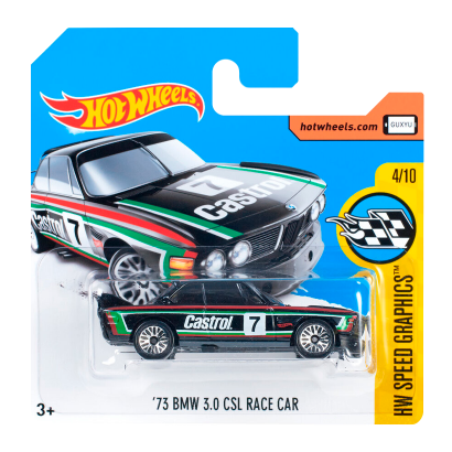 Машинка Базовая Hot Wheels '73 BMW 3.0 CSL Race Car Speed Graphics 1:64 DTX60 Black - Retromagaz