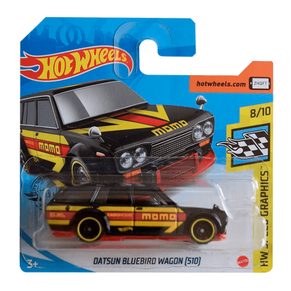 Машинка Базова Hot Wheels Datsun Bluebird Wagon (510) Speed Graphics 1:64 GHF35 Black - Retromagaz