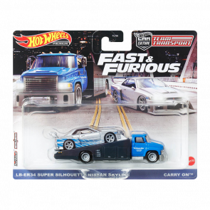 Машинка Premium Hot Wheels LB-ER34 Super Silhouette Nissan Skyline и Транспортер Carry On Fast & Furious Team Transport 1:64 HPX97 Silver 2шт