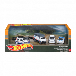 Машинка Premium Hot Wheels MG Metro 6R4 / Lancia Delta / Ford RS200 / HW Rally Hauler Group B Diorama 1:64 HKC18 White 4шт - Retromagaz