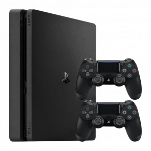 Набір Консоль Sony PlayStation 4 Slim 500GB Black Б/У  + Геймпад Бездротовий DualShock 4 Без Коробки Version 2 Новий - Retromagaz