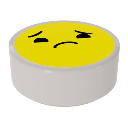 Плитка Lego Круглая Декоративная Emoji Bright Light Yellow Face Worried 1 x 1 98138pb137 35381pb137 6299968 White 10шт Б/У - Retromagaz