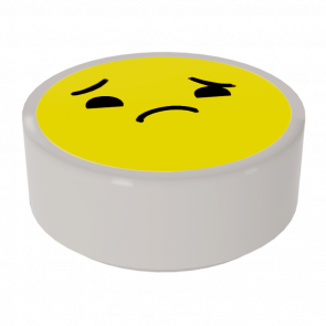 Плитка Lego Круглая Декоративная Emoji Bright Light Yellow Face Worried 1 x 1 98138pb137 35381pb137 6299968 White 10шт Б/У