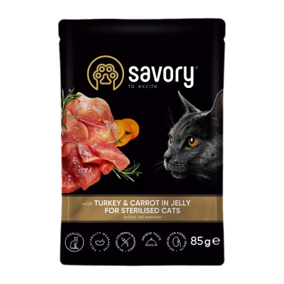 Влажный Корм для Кошек Cтерилизованных Savory Индейка и Морковь 85g - Retromagaz