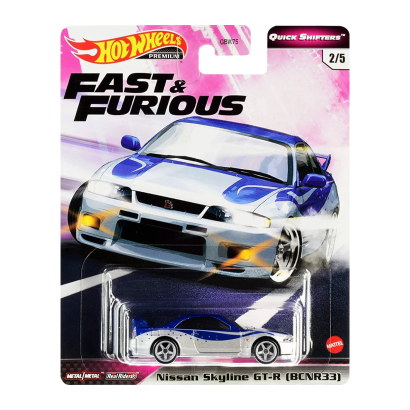 Машинка Premium Hot Wheels Nissan Skyline GT-R (BCNR33) Fast & Furious 1:64 GJR79 Silver - Retromagaz