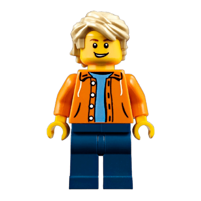 Фігурка Lego People 973pb0906 Orange Jacket with Hood City twn305 Б/У - Retromagaz