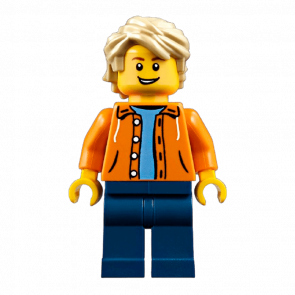 Фигурка Lego People 973pb0906 Orange Jacket with Hood City twn305 Б/У