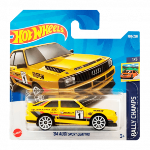 Машинка Базова Hot Wheels '84 Audi Sport Quattro Rally Champs 1:64 HCV29 Yellow - Retromagaz