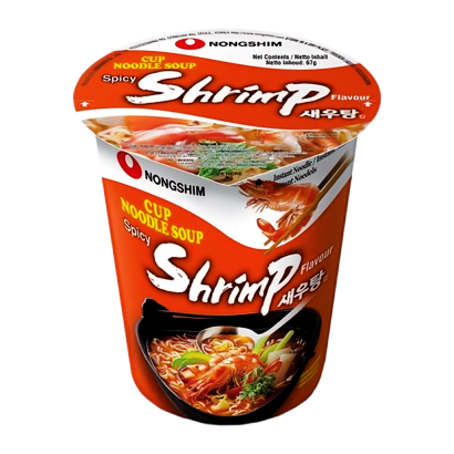 Локшина Nongshim Cup Noodle Spicy Shrimp з Креветками Гостра 67g - Retromagaz