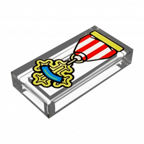 Плитка Lego Декоративна Groove with Red and White Ribbon Gold Cross Medal 1 x 2 3069bpb0697 6254319 Trans Clear Б/У