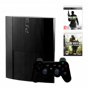 Набір Консоль Sony PlayStation 3 Super Slim 500GB Black Б/У + Гра Call of Duty Modern Warfare 3 Англійська Версія + Гра Call of Duty 4 Modern Warfare Англійська Версія