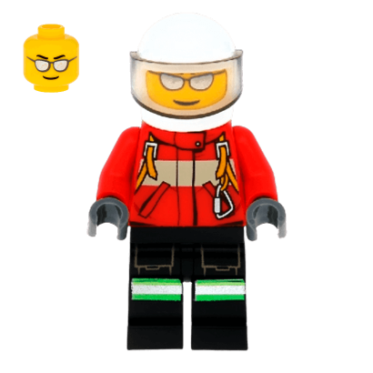 Фигурка Lego Fire 973pb1010 Pilot Male Red Fire Suit with Carabiner City cty0349 Б/У - Retromagaz