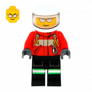 Фігурка Lego Fire 973pb1010 Pilot Male Red Fire Suit with Carabiner City cty0349 Б/У