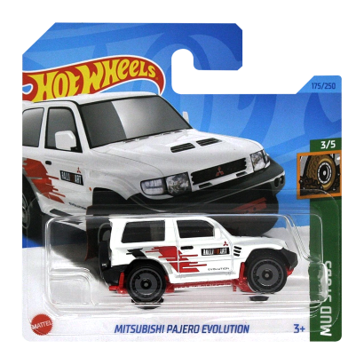 Машинка Базова Hot Wheels Mitsubishi Pajero Evolution Mud Studs 1:64 HKK36 White - Retromagaz