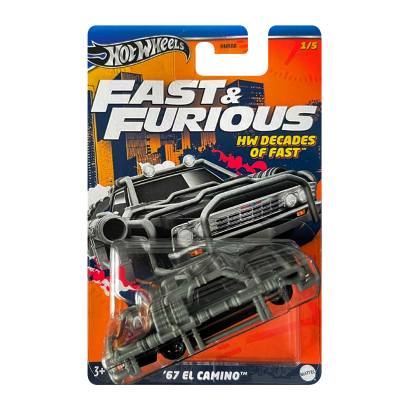 Тематическая Машинка Hot Wheels `67 El Camino Decades of Fast & Furious 1:64 HNR88/HRW41 Black - Retromagaz