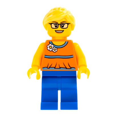 Фигурка Lego People 973pb0638 Orange Halter Top with Medium Blue Trim City twn279 Б/У - Retromagaz