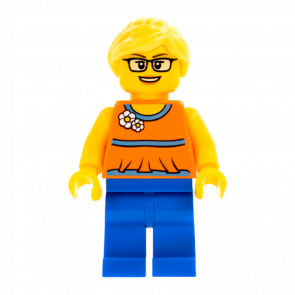 Фигурка Lego People 973pb0638 Orange Halter Top with Medium Blue Trim City twn279 Б/У