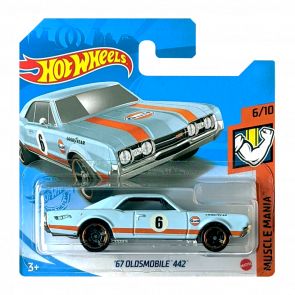 Машинка Базовая Hot Wheels '67 Oldsmobile 442 Gulf Muscle Mania 1:64 GTB41 Light Blue - Retromagaz