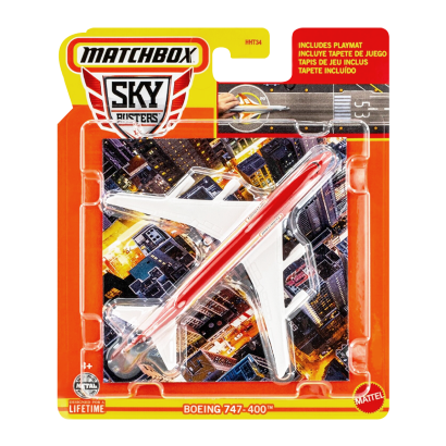 Тематическая Машинка Matchbox Boeing 747-400 Sky Busters 1:64 HHT34/HVM44 White - Retromagaz