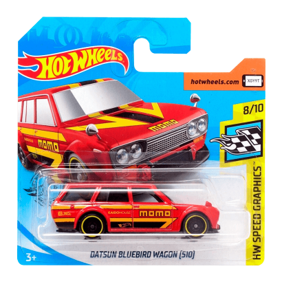 Машинка Базова Hot Wheels Datsun Bluebird Wagon (510) Speed Graphics 1:64 GHC90 Red - Retromagaz