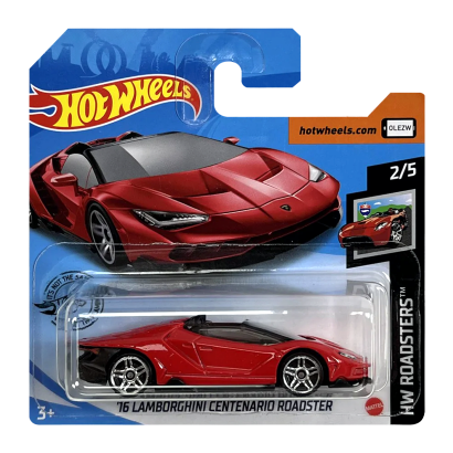 Машинка Базовая Hot Wheels '16 Lamborghini Centenario Roadster Roadsters 1:64 GLN67 Red - Retromagaz