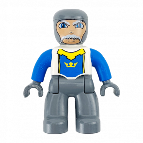 Фігурка Lego Boy Castle Dark Bluish Gray Legs White Chest Duplo 47394pb007 Б/У