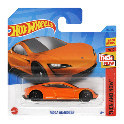 Машинка Базовая Hot Wheels Tesla Roadster Then and Now 1:64 HKJ47 Orange - Retromagaz