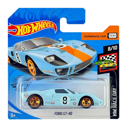 Машинка Базовая Hot Wheels Ford GT-40 Gulf Race Day 1:64 GHC55 Light Blue - Retromagaz