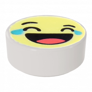 Плитка Lego Кругла Декоративна Emoji Bright Light Yellow Face Laughing 1 x 1 98138pb130 35381pb130 6299968 White 10шт Б/У