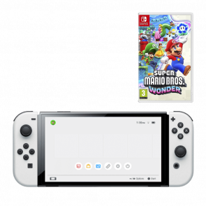 Набор Консоль Nintendo Switch OLED Model HEG-001 64GB White Новый  + Игра New Super Mario Bros. Wonder Русские Субтитры - Retromagaz