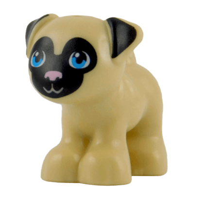 Фигурка Lego Земля Dog Friends Pug with Black Face and Ears Bright Pink Nose and Dark Azure Eyes Animals 24111pb01 6133256 Tan Б/У - Retromagaz