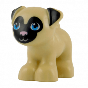 Фигурка Lego Земля Dog Friends Pug with Black Face and Ears Bright Pink Nose and Dark Azure Eyes Animals 24111pb01 6133256 Tan Б/У