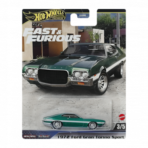 Машинка Premium Hot Wheels 1972 Ford Gran Torino Sport Fast & Furious 1:64 HYP72 Green - Retromagaz