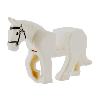 Фігурка Lego Земля Horse Movable Legs with Black Eyes White Pupils and Black Bridle Animals 10352c01pb04 1 6036454 White Б/У - Retromagaz