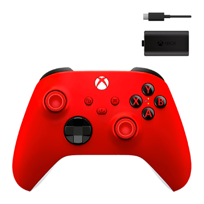 Набір Геймпад Бездротовий Microsoft Xbox Series Controller Pulse Red Новий  + Акумулятор Play and Charge Kit + Кабель USB Type-C Black - Retromagaz