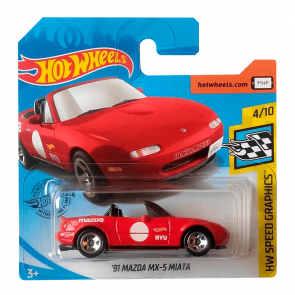 Машинка Базова Hot Wheels '91 Mazda MX-5 Miata Speed Graphics 1:64 FYD99 Red - Retromagaz