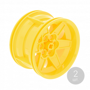 Колесо Lego Диск Technic Racing Medium 6 Pin Holes 56mm D. x 34mm 15038 51150 6065490 6276852 Yellow Б/У