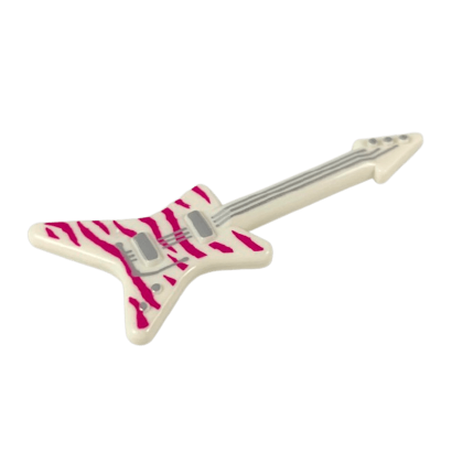 Искусство Lego Guitar Electric 'ML' Type with Magenta Tiger Stripes and Silver Strings 17356pb04 6257705 White Б/У - Retromagaz