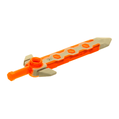 Зброя Lego Меч Long with Flat Silver Tip 24108pb01 6131162 Trans-Neon Orange Б/У - Retromagaz